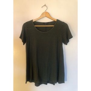 Green Striped Forever 21 Shortsleeved Top